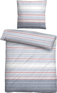 Traumhaft Schlafen  Castell  Markenbettwäsche 0060452 Baumwoll Satin Bettwäsche QUERSTREIFEN, marine, 1x 135x200 cm + 1x 80x80 cm