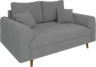 S-Style Möbel 2-Sitzer Sofa Leif mit Holzfüßen im skandinavischen Stil aus Boucle-Stoff, mit Wellenfederung