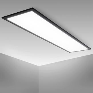 B.K.Licht Deckenleuchte LED Panel Schwarz Decke 100x25 cm Wohnzimmer - BKL1497, LED fest integriert, 4000K - Neutralweiß, Deckenlampe 22W 2200lm 4000K neutralweiß Büro Flur