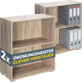 Casaria® Bücherregal Eiche 2x Holz 2 Fächer