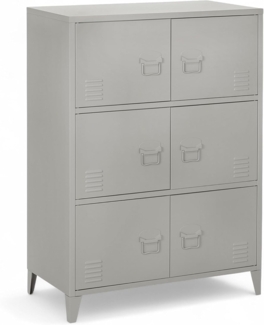 Industrial Wohnen 6-türiger Spindschrank Büroschrank Stahl 80 x 113 x 40 cm sandgrau