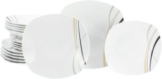 CreaTable Teller-Set Square City Line, Tellerset 18-tlg (18-tlg), 6 Personen, Porzellan, Moderner Urban Style