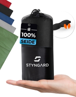 Styngard Schlafsackinlett Hüttenschlafsack Seide 100% [200g] Seidenschlafsack kleines Packmaß, ultraleicht, warm und weich