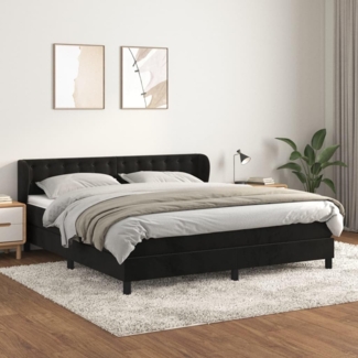 vidaXL Boxspringbett mit Matratze Schwarz 160x200 cm Samt 3127741