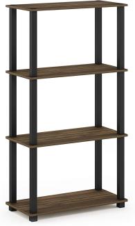 Furinno 4-Ebenen Mehrzweck-Regal mit Vierkantrohr, holz, Columbia Walnut/Schwarz, 29. 46x59. 94x109. 86 cm