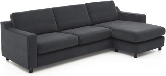 Atlantic Home Collection Sofaecke Luka mit samtigem Bezug, Ecke wahlweise rechts oder Links montierbar Sofas, Samtstoff, Dunkelgrau, 270 x 151 x 80 cm (BxTxH)