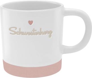 GRUSS & CO Tasse mit Gravur "Schwesterherz" | Steinzeug, 40 cl, mehrfarbig | Geschenk Schwester | 48434