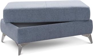 Cavadore Polsterhocker Pavia / Beistellhocker, Fußbank, Hocker mit Stauraum / 100 x 47 x 66 cm / Chenille: Hellblau