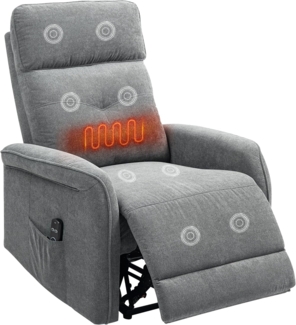 HOMCOM Massagesessel mit Liegefunktion, Heizung, USB, Vibration, Fußteil, Seitentasche (Elektrisch Relaxsessel, 1-St, Fernsehsessel), mit Fernbedienung, Taschenfeder für Wohnzimmer, Dunkelgrau