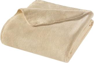 WOHNWOHL Kuscheldecke 150x200 cm • weiche Tagesdecke • Sofadecke • Wohndecke • Winterdecke • Ökotex Zertifizierte Baumwolldecke • Farbe: Beige