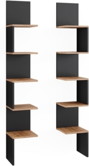 Vicco Eckregal Paolo, Bücherregal, Anthrazit, 28x175.4 cm 2er Set