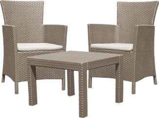 KETER GARDEN FURNITURE SET ROSARIO BEIGE 2 ARMCHAIRS+TABLE