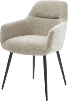 Esszimmerstuhl Pejo-Flex Webstoff Soft Beige 4-Fuß konisch Schwarz Taschenfederkern