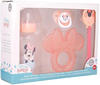 Disney Baby Mickey / Minnie Set mit Schnuller, Befestigung, Beißring & Flasche Minnie Mouse