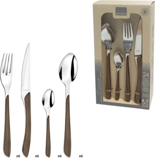 Amefa ECLAT NATURE Besteckset 24-teilig dunkelbraun hochglanzpoliert