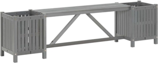 vidaXL Gartenbank mit 2 Pflanzkübeln 150 cm Massivholz Akazie Grau 311823