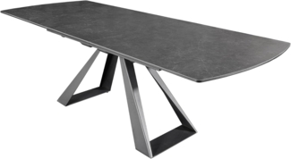 riess-ambiente Esstisch CONCORD 180–230cm graphit Keramik – ausziehbar, schwarzes Gestell (Einzelartikel, 1-St), verlängerbarer Tisch, modernes Design, Platz für bis zu 10 Personen