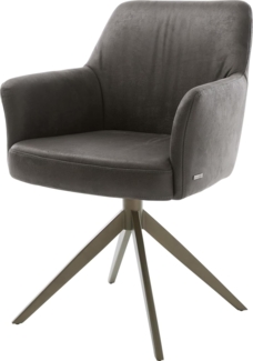 Drehstuhl Xana-Flex mit Armlehnen Mikrofaser Anthrazit Vintage Kreuzgestell breit Effektfinish Titan 360° drehbar Taschenfederkern