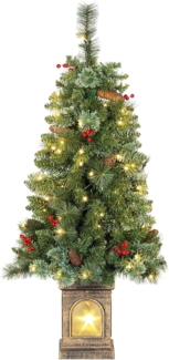 HOMCOM Künstlicher Weihnachtsbaum Flammbeständig, Tannebaum, 100 LEDs, 8 Modi, Grün