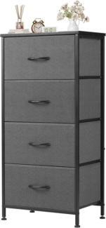 Sweetcrispy Kommode,Sideboard Wohnzimmer für Schlafzimmer mit 4 Stoffschubladen,Einstellbare Füße Schubladenschrank,Komodenschrank für Schlafzimmer,Modernes Grau