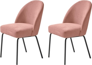 FJORDFORM Esszimmerstuhl, 2'er stühlen, Rosa Chenille, Schwarze metalbeine Chair, one Size