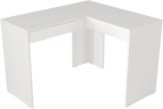 Vente-unique - Eckfrisiertisch mit Spiegel & Stauraum - Weiß - GIWEN