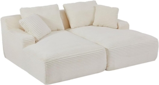 Vente-unique - Sofa 3-Sitzer tiefe Polsterung - Cord grobe Rippen Beige - DONILIA