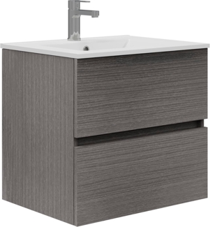 Baikal TRIX Badezimmermöbel, 60 cm, 2 Schubladen, zur Wandmontage, Verschiedene Ausführungen und Maße, montiert, 2 Schubladen, 60 cm, Asche