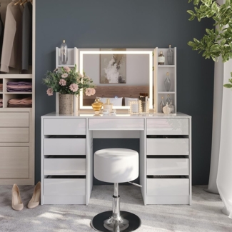 Schminktisch Sherry Weiß/Weiß Hochglanz 128.2 cm 5 Teile Vicco