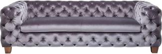 Kare Design Sofa Desire Silbergrau, 3-Sitzer, Breites Loungesofa aus weichem Samtstoff, Edle Couch mit Vintage Effekt, (H/B/T) 68x245x100cm