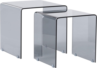 Beistelltisch 2er Set KENDALL Sicherheitsglas Schwarz