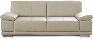 CAVADORE 2,5-Sitzer Sofa Corianne / Kleine Echtleder-Couch im modernen Design / Mit Armteilverstellung / 192 x 80 x 99 / Echtleder weiß