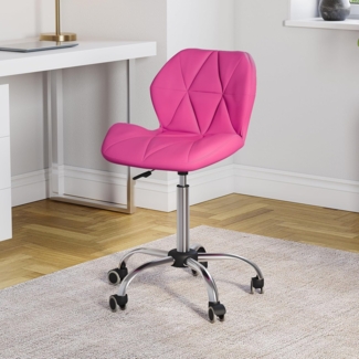 Vida Designs Geo Büro Computer Sessel Gaming Sekretär Einstellbar Drehbar Standfüße Hebel Chrom PU Kunstleder Pink