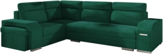 Selsey UMILL L - Ecksofa/Schlafcouch in L-Form mit Bettfunktion, Hocker und Minibar, 305 cm (Monolith 37 Flaschengrün, Recamiere Links)