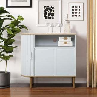 Modern Sideboard Holz Grau-Weiß mit 2 Türen fürs Wohnzimmer, Esszimmer und Schlafzimmer - B 80 × H 76,5 × T 40 cm