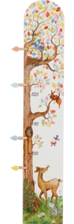 goki 60685 - Messlatte Auf der Lichtung - liebevoll gestaltete Messlatte mit 4 Holzklammern - Skala 0,80-1,45m - Wanddekoration