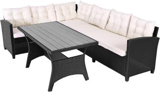 CASARIA® Polyrattan Ecklounge mit WPC Tisch Schwarz