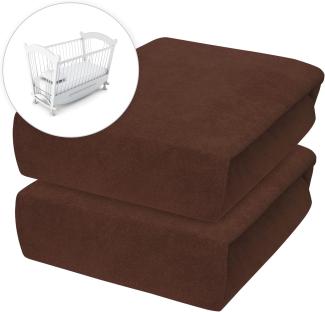 2 x Frottee Spannbettlaken für 90 x 40 cm Babybett-Wiegematratze (Braun)