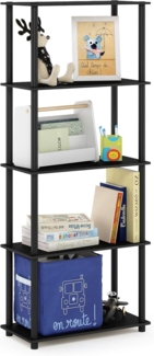 Furinno Turn-N-Tube 5-stufiges Mehrzweck-Regal, Bücherregal, Aufbewahrungsregal, mit Runde Rohre, Americano/Schwarz, 59. 9 (Breite) x 145. 8 (Höhe) x 29. 5 (Tiefe) cm