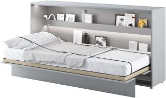 MEBLINI Schrankbett Bed Concept - BC-06 - 90x200cm Horizontal - Grau Matt mit Matratze - Wandbett mit Lattenrost - Klappbett mit Schrank - Wandklappbett - Murphy Bed - Bettschrank