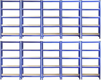 10 x Monster Racking T-Rax 75cm Lagerregal Blau mit Gummihammer