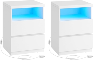 Nachttisch (2-St), mit verstellbarer LED-Beleuchtung, modern Beistelltisch mit Schubladen