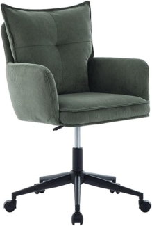 Vente-unique - Bürostuhl höhenverstellbar - Cord - Grün & Schwarz - BATARU von Pascal Morabito