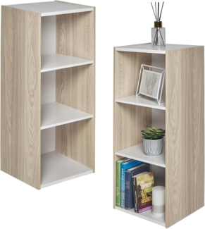 Iris Ohyama, Aufbewahrungseinheit, Bücherregal, Set aus 2 kleinen Elementen mit 3 modularen Regalen, modern, Bücher, CDs, Büro, Schlafzimmer, Wohnzimmer, UB-9035, Hellbraun