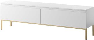 Selsey TV Schrank Board Sideboard Fernsehtisch Fernsehschrank Mit Schränken 150 cm Goldene Beine Weiß Bemmi