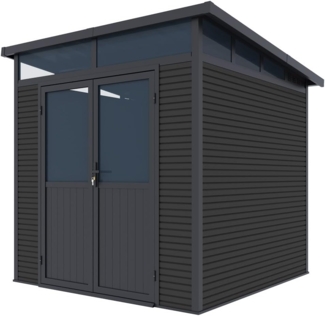 Weide Gartenhaus | Aluminium Gerätehaus mit Doppeltür | 218x218x226 cm | Wetterfest in Anthrazit