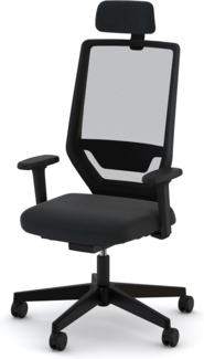 ASSMANN Bürostuhl Streamo mit Netzrücken und Kopfstütze Schwarz 48x61x132cm Textil