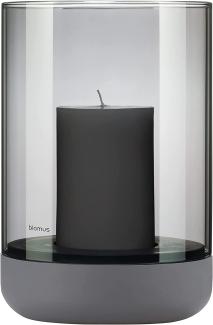 Blomus Calma Windlicht L, Kerzenhalter, Dekolichthalter, Beton / Glas, Steel Gray Smoke, H 22. 5 cm, 66231