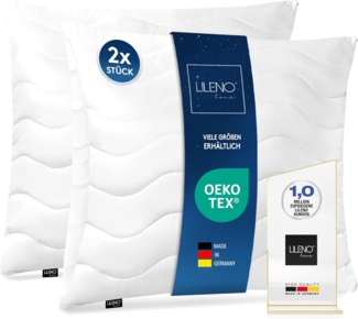 LILENO HOME Allergiker Kopfkissen 80x80 (2er Set) – 95°C waschbar, Oeko-Tex & Made in DE – Kissen 80x80 anpassbar für himmlischen Schlaf – Haut schmeichelndes & geruchsfreies Pillow