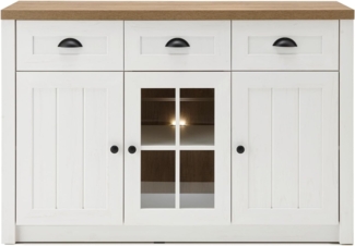 Sideboard Seyne in weiß Pinie und Eiche Landhaus 130 cm